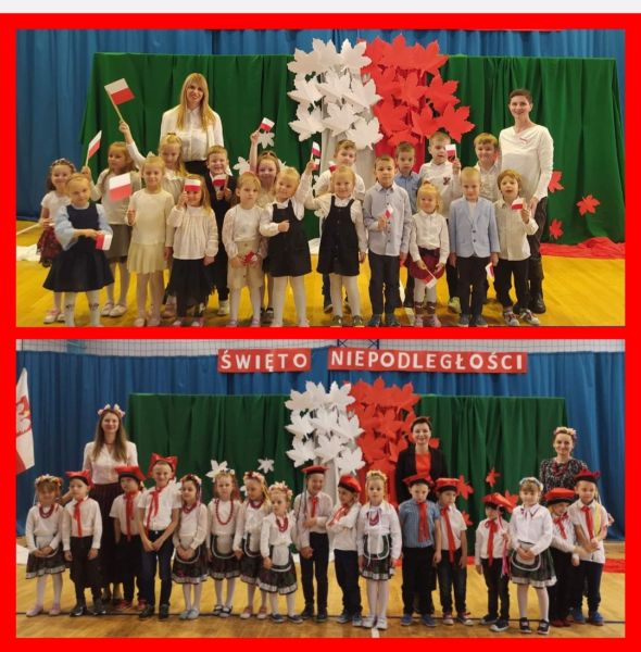 zdjęcie uczni&oacute;w podczas obchod&oacute;w Narodowego Święta Niepodległości