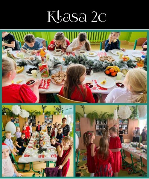 zdjęcie uczni&oacute;w podczas wigilii klasowej