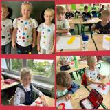 zdjęcie uczniów podczas obchodów Międzynarodowego Dnia Kropki