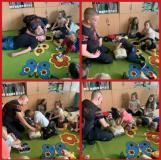 zdjęcie uczniów podczas spotkania z ratownikiem górniczym