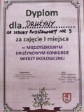 zdjęcie dyplomu międzyszkolnego konkursu wiedzy ekologicznej