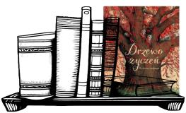 rysunek książek stojących na półce