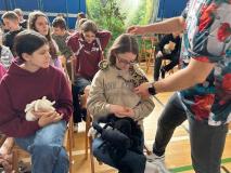 Uczniowie podczas warsztatów terrarystycznych